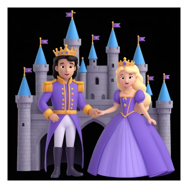 prince and princess disny dress close up photo in castle sticker