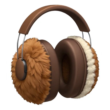 Warm brown completely fluffy earmuffs sticker