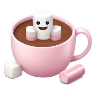 Light Pink mug of hot chocolate with marshmallows  sticker