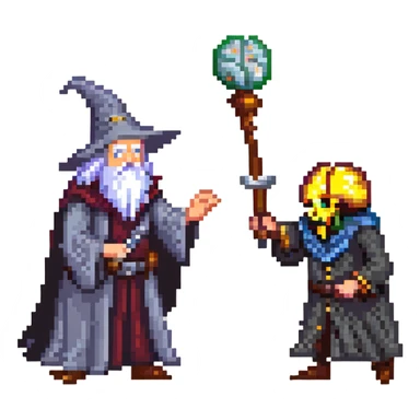 wizard and brain in a duel sticker