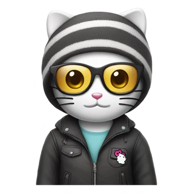 hello kitty wearing a spec sticker