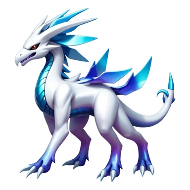 Iridescent-gradient Futuristic Modern Epic Legendary Shiny Cyber-Suicune-Dialga-Lugia-Reshiram-Creature, (full body) sticker