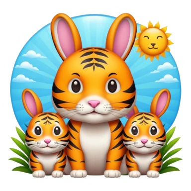 Rabbit sun tiger sticker
