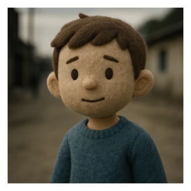 boy, plush portrait style sticker