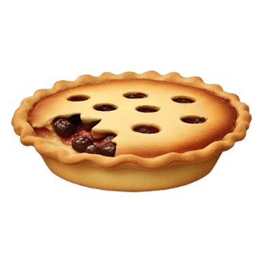 A pie with a smiling face sticker