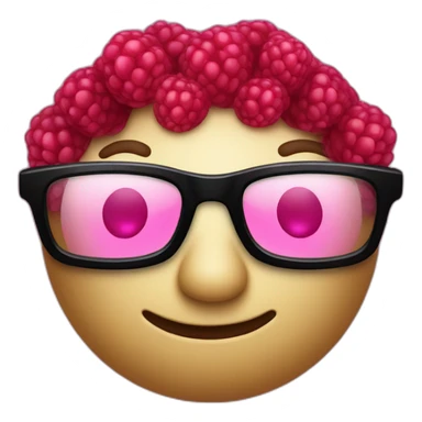 A beautiful raspberry with a big pair of glasses sticker