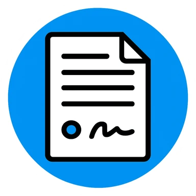 minimalistic professional document emoji with a blue circle, aesthetic design, clean and modern look, sleek and professional style sticker