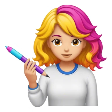 chica de cabello ondulado estudiando motivada sticker