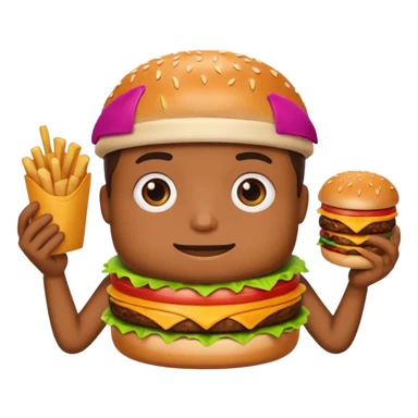 pleading emoji holding burger sticker