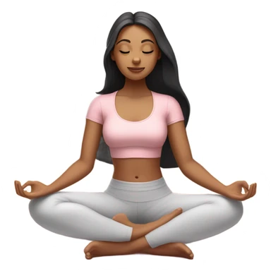  long hair and yoga beautiful girl in light pink pink pink clothes eyes closed sitting on a yoga mat tan dark hair sticker