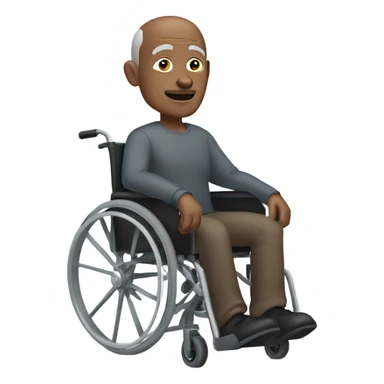 old black bald man in wheelchair. grey stubble. and he's pointing with his left hand sticker