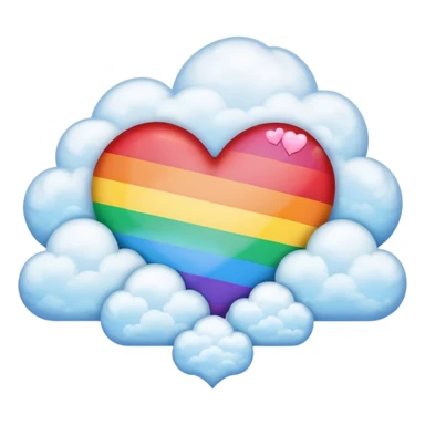 heart with rainbow clouds sticker