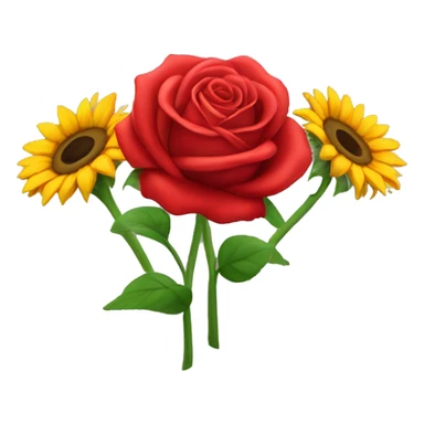 Ramo de 3 rosas rojas y 3 girasoles  sticker