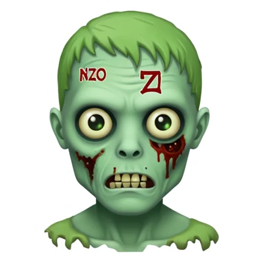 Un zombie avec écrit nzo en petit a côté de son visage sticker