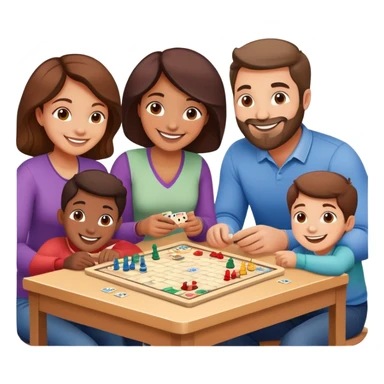 Family playing board games together at home sticker