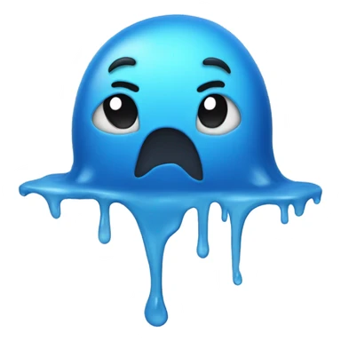 blue slime with >w< on his face  sticker