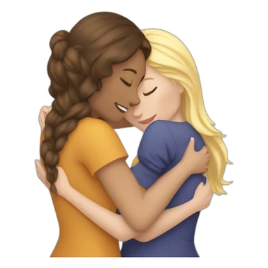 Sister hugs a blonde and a brunette white girls sticker
