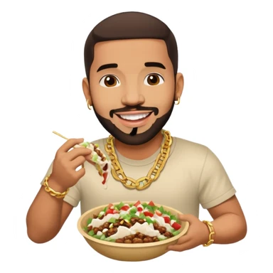 Drake wearing a chain eating a chipotle burrito bowl sticker