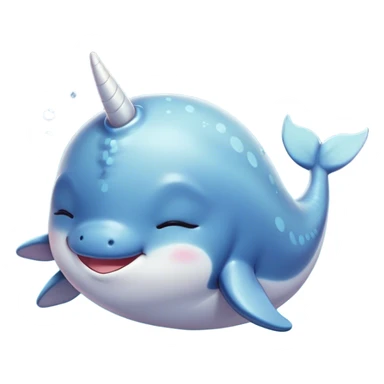 Meme-Worthy cute Sleeping Narwhal Portrait Emoji, Head resting peacefully with a contented smile, showcasing a luxuriously smooth form with a gentle tusk accent, eyes closed in a serene slumber, Simplified yet hilariously adorable features, highly detailed, glowing with a soft, drowsy glow, high shine, relaxed and utterly lovable, stylized with an air of playful laziness, bright and heartwarming, soft glowing outline, capturing the essence of a comically sleepy sea unicorn that feels destined to become the next viral sensation of adorable rest! sticker