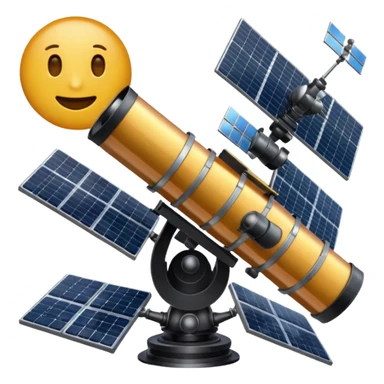 Hubble Space Telescope emoji style, focus on the telescope itself, professional look, accurate to real Hubble, smaller solar panels sticker