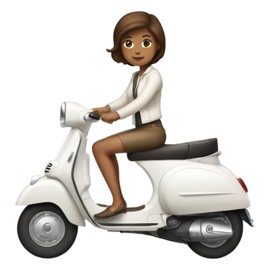 Brown hair girl riding a white Vespa  sticker