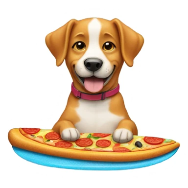 Dog eating pizza on a surfboard sticker