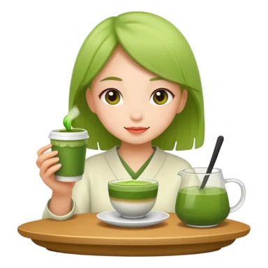 Girl with matcha sticker