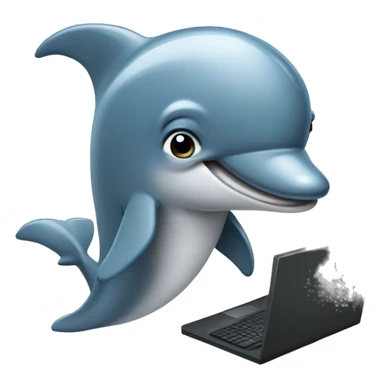 Dolphin who works an office job on a computer  sticker
