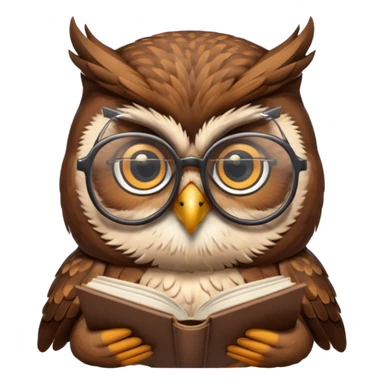 À owl with glasses on reading a book sticker