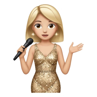 dọa cat is singing, 2 hands holding mirco and twinkle dresss sticker