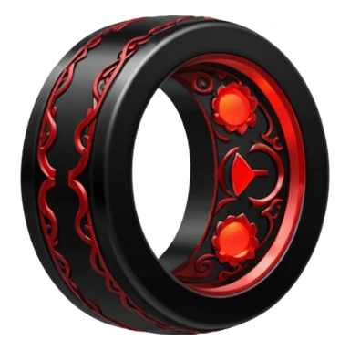 iOS sticker, dark fantasy ring, black metal, red inner glow, minimal sticker
