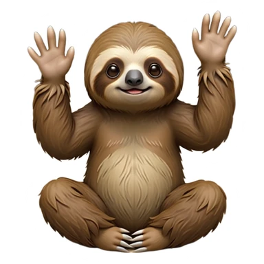 cinematic-sloth-realistic-full-body-sitting-emoji,-long-curved-claws-clinging,-thick-shaggy-brown-fur-slightly-ruffled,-head-tilted-dramatically,-slow-blinking-eyes-filled-with-serene-wisdom,-simplified-yet-realistic-focused-features,-highly-detailed,-glowing-with-an-almost-sarcastic-glow sticker
