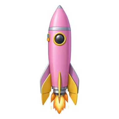 A single rocket, colored in pastel pink and yellow, glossy and smooth, cartoonish, vibrant colors, high detail, simple and cute design, isolated on white background, centered composition

 sticker