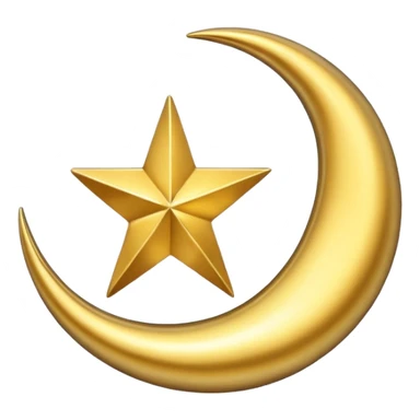 Star and Crescent emoji with black background and no face only star and crescent. sticker