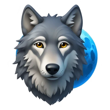 wolf looking at a blue moon sticker
