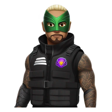 Dominik Mysterio wearing a black tactical vest  sticker