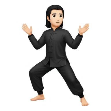 homme au cheveux long qui pratique le qi gong, en habits noirs ou blancs, qui pousse la montagne sticker