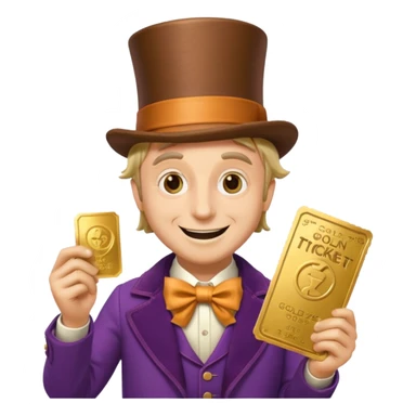 Wonka con un golden ticket sticker