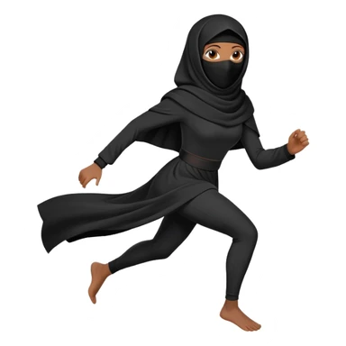 woman in a black niqab, running, dynamic pose sticker