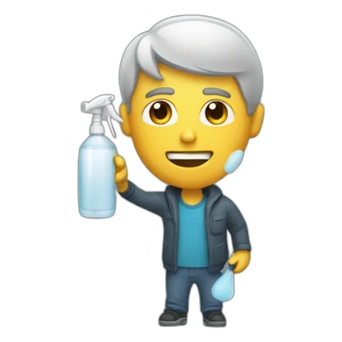 man with spray bottle sticker