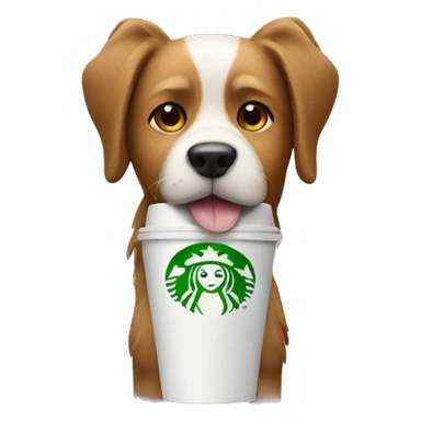 Dog with Starbucks cup sticker