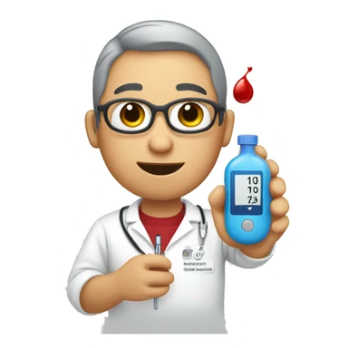 person with diabetes testing blood sticker