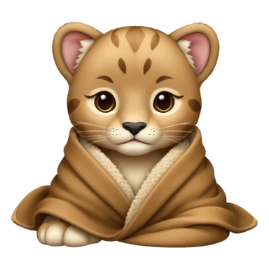 Cozy puma cub in blanket sticker