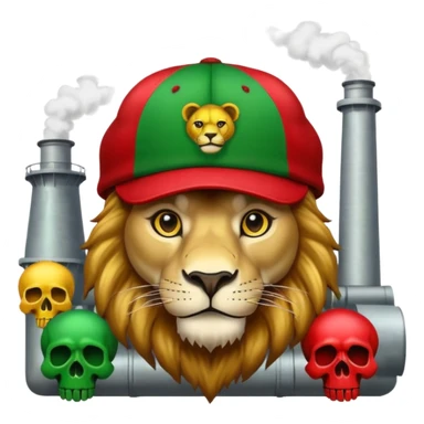Create a power station with a rasta cap on with red gold green grafite of a lion and skulls with Fred the fossibot written on it sticker