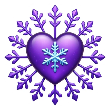 purple heart with a snowflake sticker