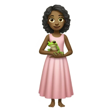 Girl in dress posing with tree frog  sticker