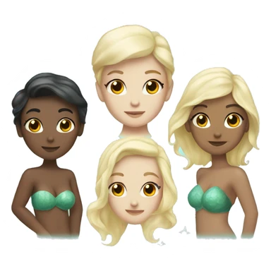 three mermaids one with blonde hair two with dark hair sticker