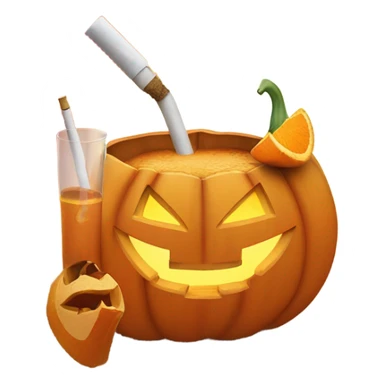 jack-o’-lantern drinking orange juice and smoking cigarette watching sunset  sticker