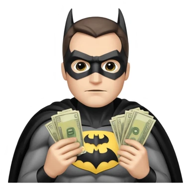 Batman counting money with bundles of bills sticker