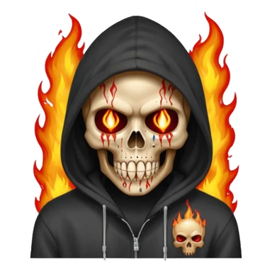 Bro I wanna skull with hoodie on the hoodie has to be on fire and I want matrix blood with the codes and weird numbers spilling out eyes and mouth almost give him a diamond grill in his mouth make it shinny where is the matrix symbols  sticker